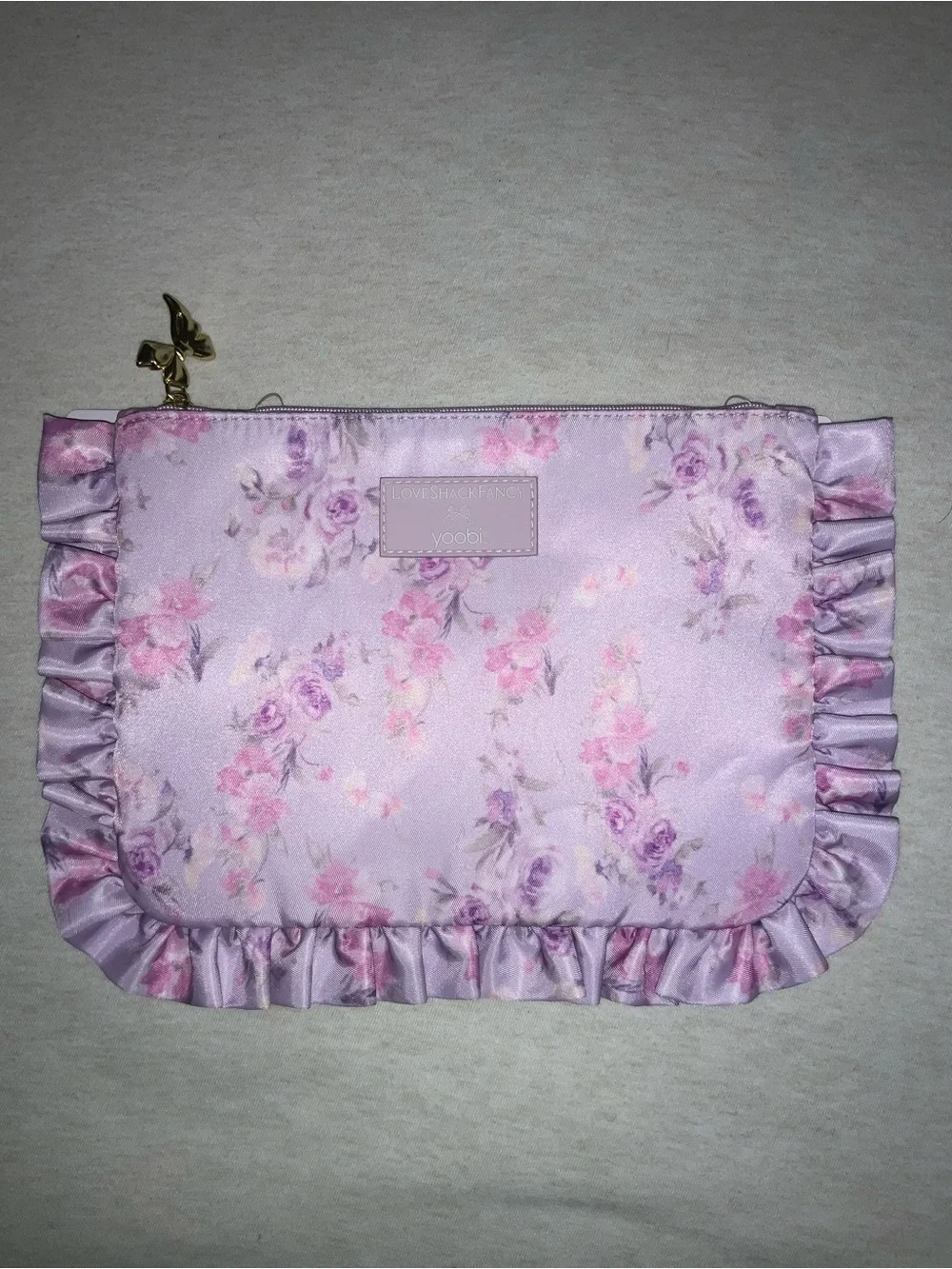 LoveShackFancy x Yoobi Lavender Floral Ruffle Accessory Pouch